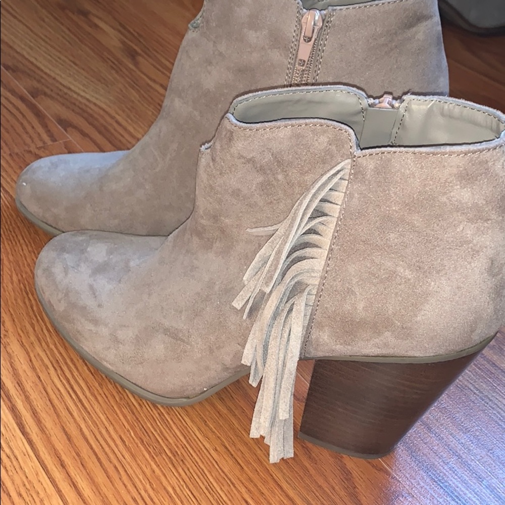 Carlos Grey Fringe Booties